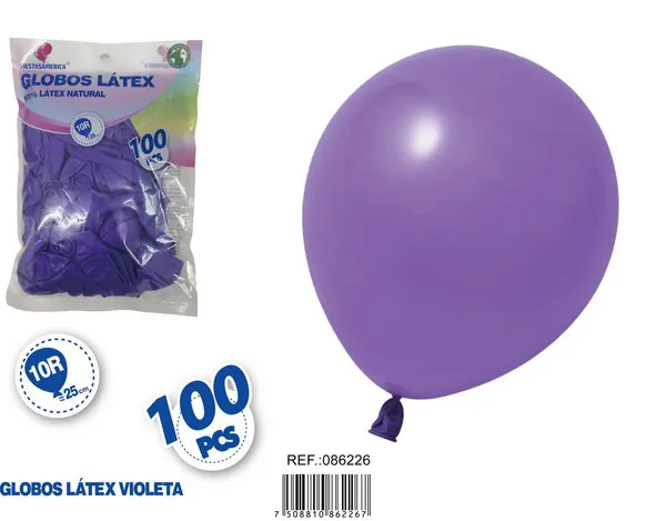 Globo de látex mate de 10 pulgadas 1.5 g, color morado oscuro, 100 piezas