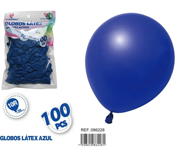 Globo de látex mate de 10 pulgadas 1.5 g, color azul rey, 100 piezas