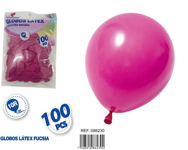 Globo de látex mate de 10 pulgadas 1.5 g, color fucsia claro, 100 piezas
