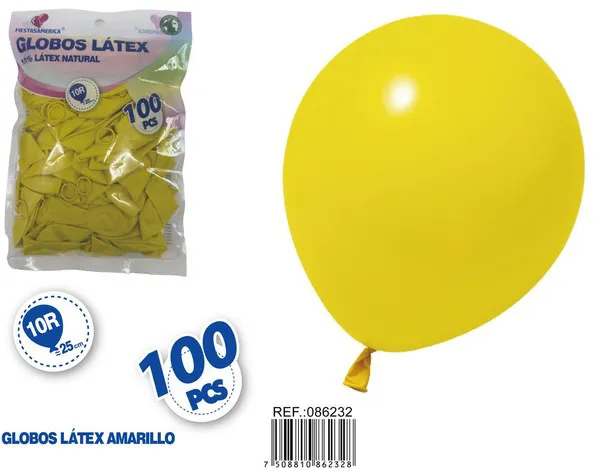 Globo de látex mate de 10 pulgadas 1.5 g, color amarillo, 100 piezas