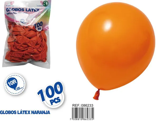 Globo de látex mate de 10 pulgadas 1.5 g, color naranja, 100 piezas