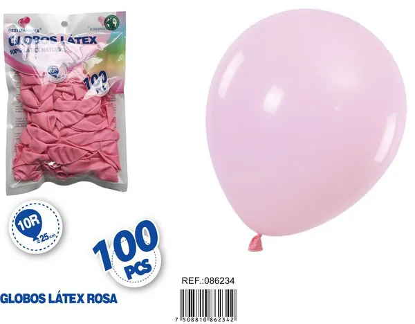 Globo de látex mate de 10 pulgadas 1.5 g, color rosa claro, 100 piezas