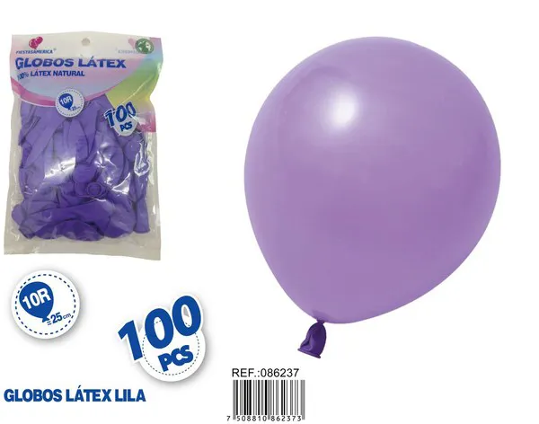 Globo de látex mate de 10 pulgadas 1.5 g, color morado claro, 100 piezas