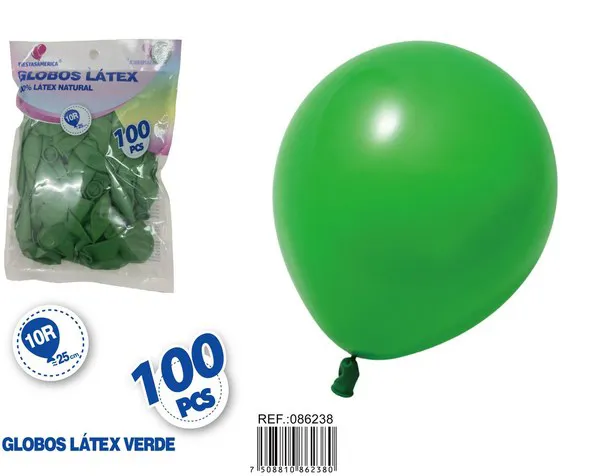 Globo de látex mate de 10 pulgadas 1.5 g, color verde oscuro, 100 piezas