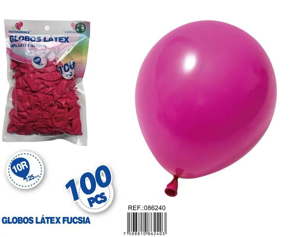 Globo de látex mate de 10 pulgadas 1.5 g, color fucsia, 100 piezas
