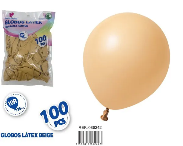 Globo de látex mate de 10 pulgadas 1.5 g, color piel, 100 piezas