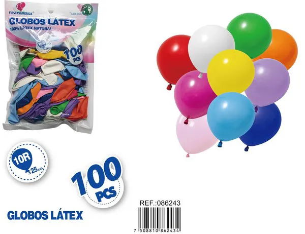 Globo de látex mate de 10 pulgadas 1.5 g, color surtido, 100 piezas