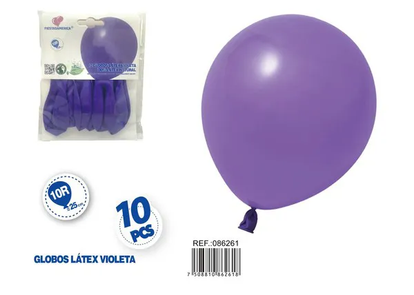 Globo de látex mate de 10 pulgadas 1.5 g, color morado oscuro, 10 piezas