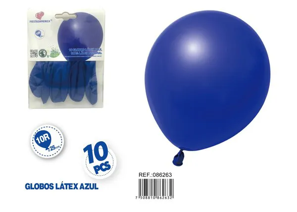 Globo de látex mate de 10 pulgadas 1.5 g, color azul rey, 10 piezas