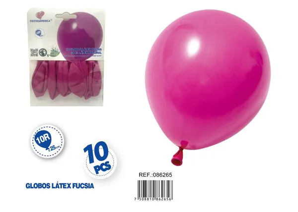 Globo de látex mate de 10 pulgadas 1.5 g, color fucsia claro, 10 piezas