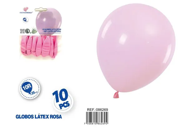 Globo de látex mate de 10 pulgadas 1.5 g, color rosa claro, 10 piezas
