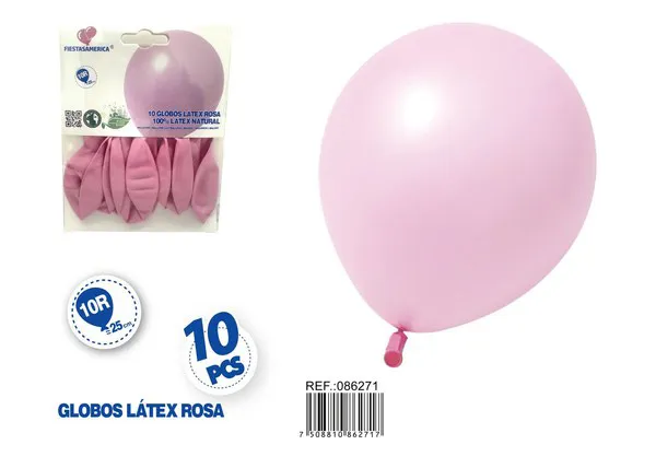 Globo de látex mate de 10 pulgadas 1.5 g, color rosa suave, 10 piezas