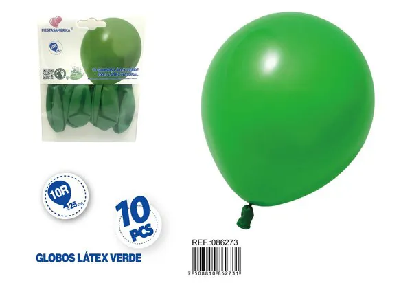 Globo de látex mate de 10 pulgadas 1.5 g, color verde oscuro, 10 piezas