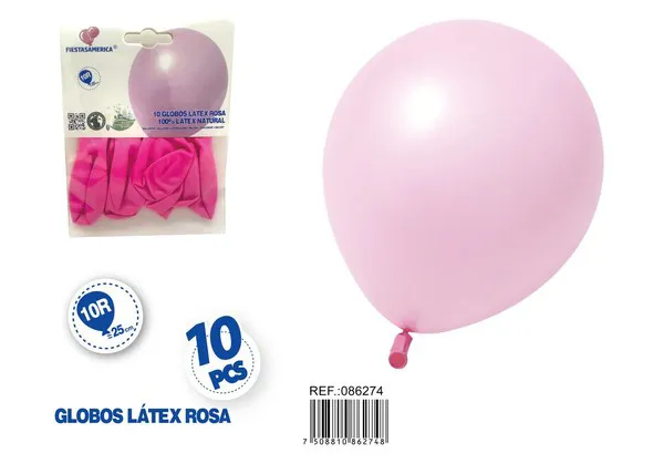 Globo de látex mate de 10 pulgadas 1.5 g, color rosa oscuro, 10 piezas