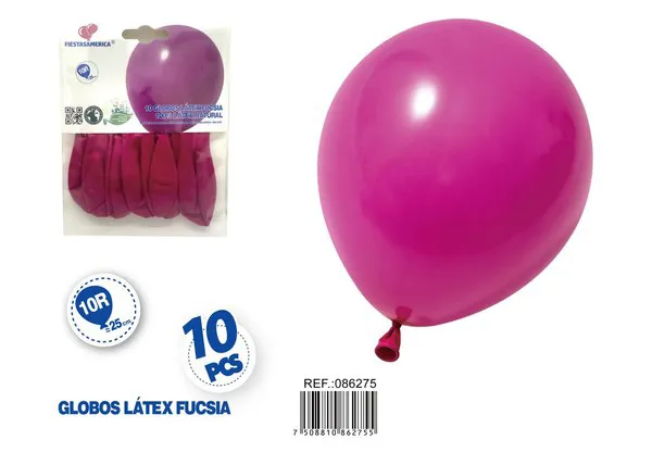 Globo de látex mate de 10 pulgadas 1.5 g, color fucsia, 10 piezas