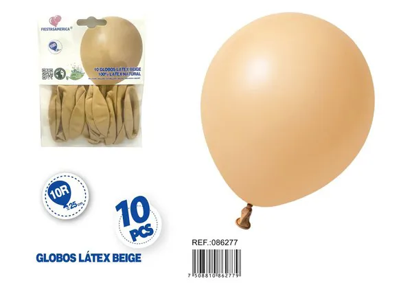 Globo de látex mate de 10 pulgadas 1.5 g, color piel, 10 piezas