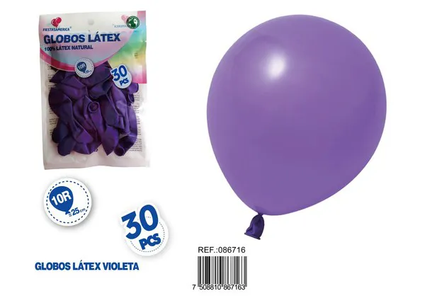 Globo de látex mate de 10 pulgadas 1.5 g, color morado oscuro, 30 piezas
