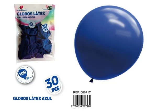 Globo de látex mate de 10 pulgadas 1.5 g, color azul oscuro, 30 piezas