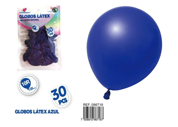 Globo de látex mate de 10 pulgadas 1.5 g, color azul rey, 30 piezas