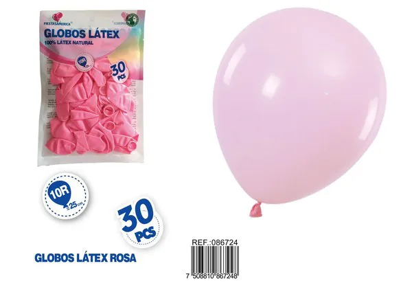 Globo de látex mate de 10 pulgadas 1.5 g, color rosa claro, 30 piezas