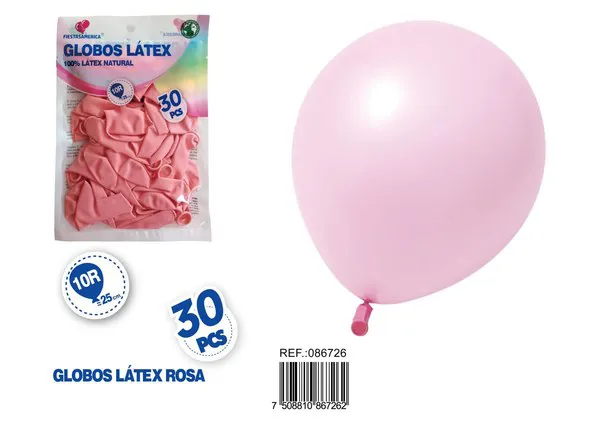 Globo de látex mate de 10 pulgadas 1.5 g, color rosa suave, 30 piezas