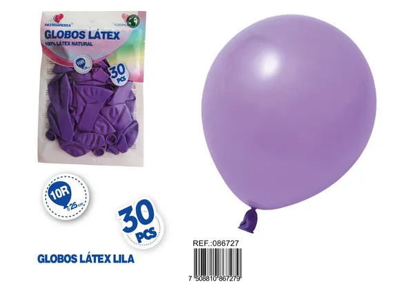 Globo de látex mate de 10 pulgadas 1.5 g, color morado claro, 30 piezas