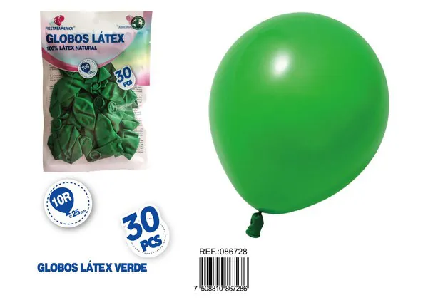 Globo de látex mate de 10 pulgadas 1.5 g, color verde oscuro, 30 piezas