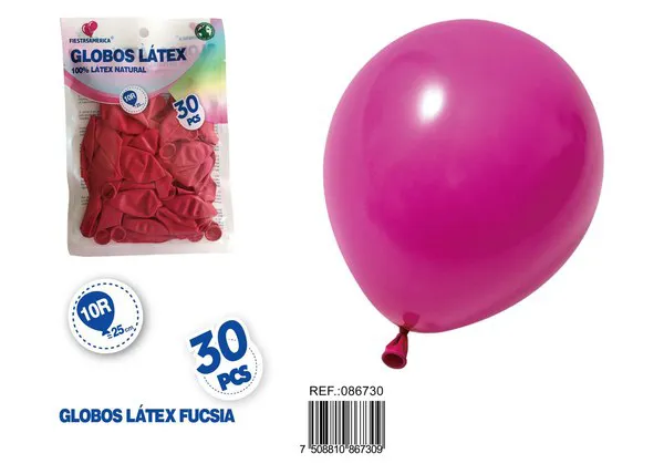 Globo de látex mate de 10 pulgadas 1.5 g, color fucsia, 30 piezas