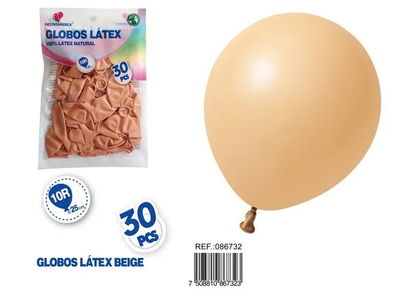 Globo de látex mate de 10 pulgadas 1.5 g, color piel, 30 piezas