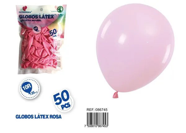 Globo de látex mate de 10 pulgadas 1.5 g, color rosa claro, 50 piezas