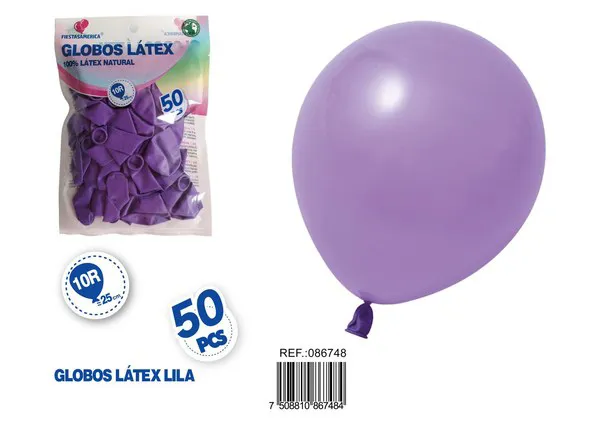 Globo de látex mate de 10 pulgadas 1.5 g, color morado claro, 50 piezas