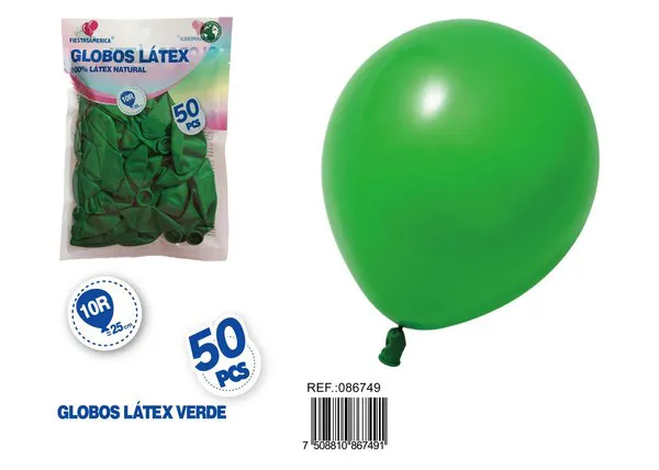 Globo de látex mate de 10 pulgadas 1.5 g, color verde oscuro, 50 piezas