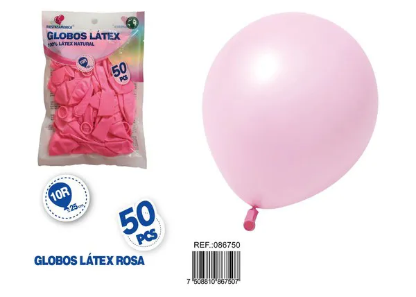 Globo de látex mate de 10 pulgadas 1.5 g, color rosa oscuro, 50 piezas