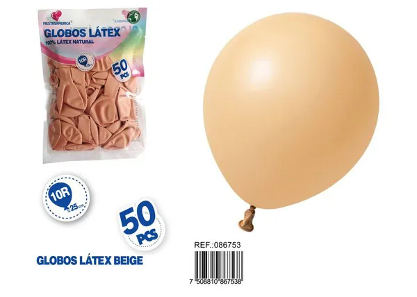 Globo de látex mate de 10 pulgadas 1.5 g, color piel, 50 piezas