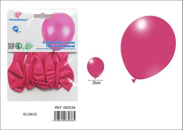 Globo de látex perlado de 10 pulgadas 1.8 g, color fucsia, 8 piezas
