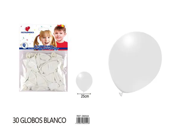 Globo de látex mate de 10 pulgadas 1.8 g, color blanco, 30 piezas