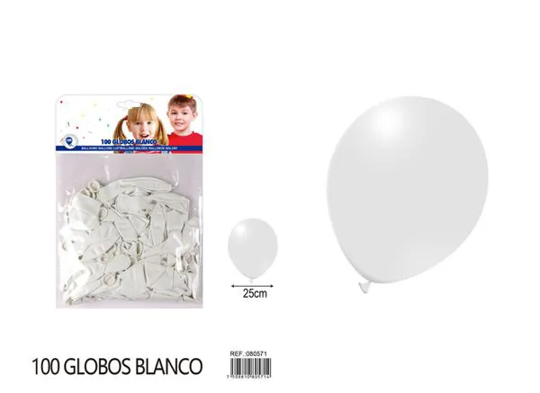 Globo de látex mate de 10 pulgadas 1.8 g, color blanco, 100 piezas