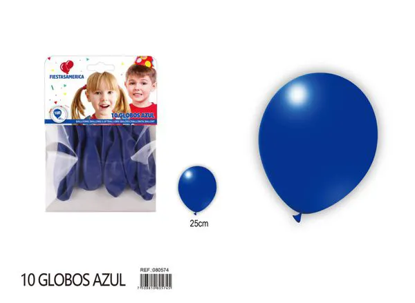 Globo de látex mate de 10 pulgadas 2.2 g, color azul rey, 10 piezas