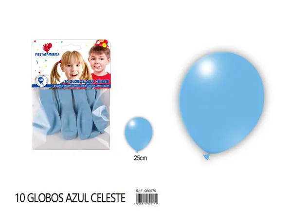 Globo de látex mate de 10 pulgadas 2.2 g, color azul claro, 10 piezas