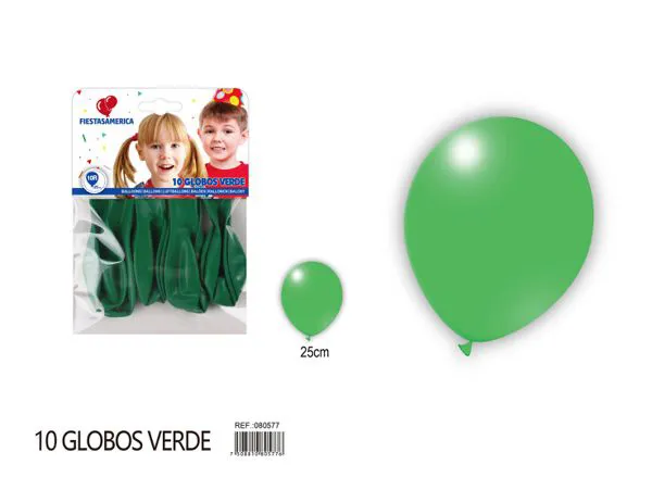 Globo de látex mate de 10 pulgadas 2.2 g, color verde oscuro, 10 piezas