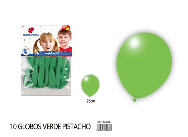 Globo de látex mate de 10 pulgadas 2.2 g, color verde claro, 10 piezas