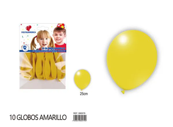 Globo de látex mate de 10 pulgadas 2.2 g, color amarillo, 10 piezas
