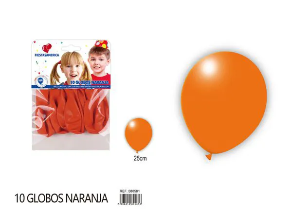 Globo de látex mate de 10 pulgadas 2.2 g, color naranja, 10 piezas
