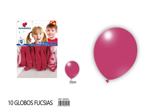 Globo de látex mate de 10 pulgadas 2.2 g, color fucsia, 10 piezas