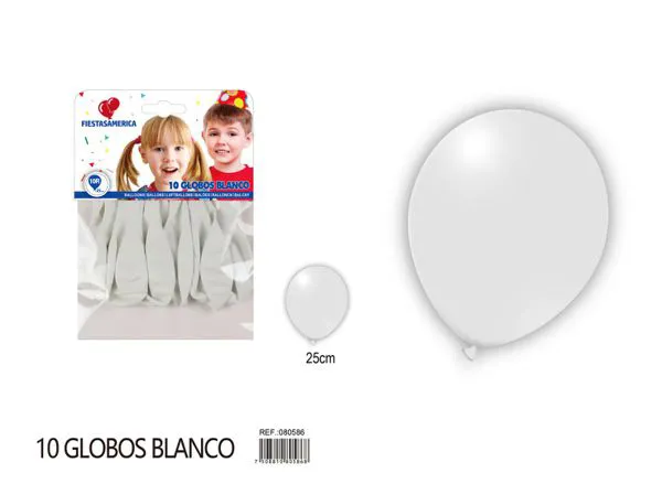 Globo de látex mate de 10 pulgadas 2.2 g, color blanco, 8 piezas