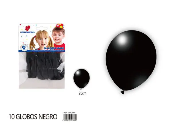 Globo de látex mate de 8 pulgadas 2.2 g, color negro, 8 piezas