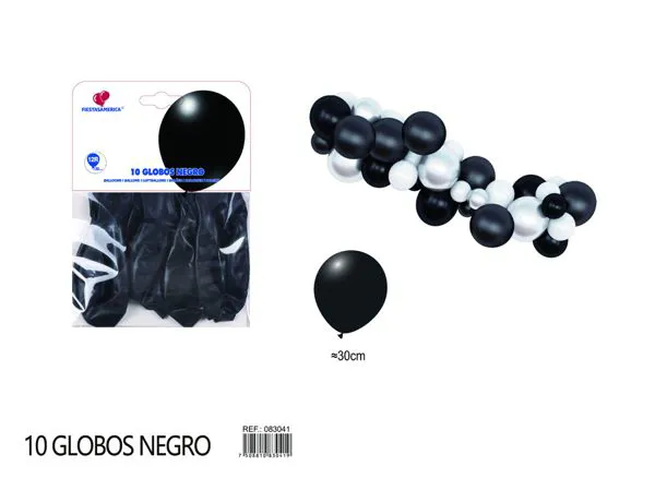 Globo de látex mate de 12 pulgadas 2.8 g, color negro, 10 piezas