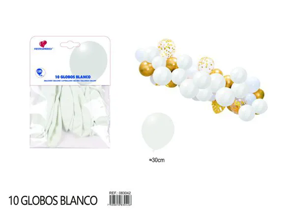 Globo de látex mate de 12 pulgadas 2.8 g, color blanco, 10 piezas