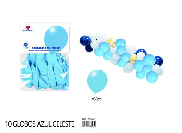 Globo de látex mate de 12 pulgadas 2.8 g, color azul claro, 10 piezas