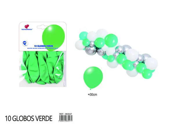 Globo de látex mate de 12 pulgadas 2.8 g, color verde, 10 piezas